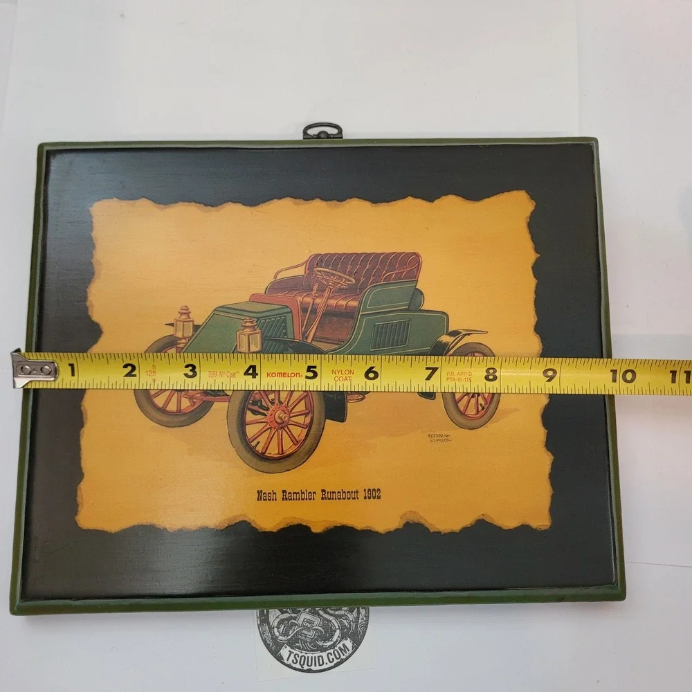 Frederick Elmiger Vintage Wall Art 1902 Nash Rambler Runabout Wood Plaque